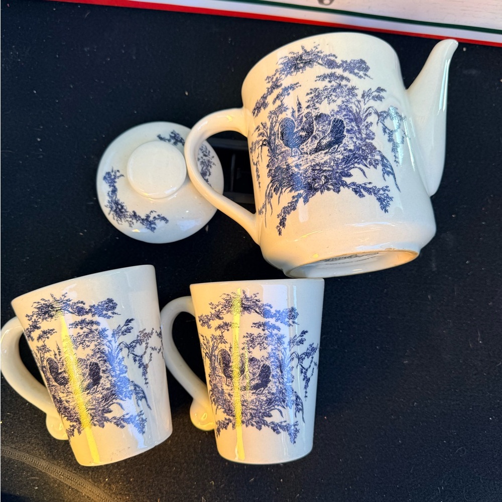 Blue and White Teapot Set